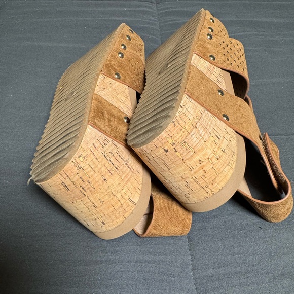 Corkys Tobacco Faux Suede Wedges - Picture 4 of 8
